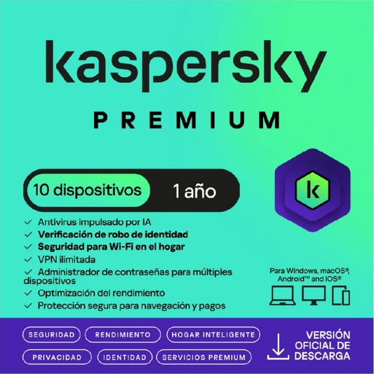 Kaspersky Premium 10 Dispositivos 1 año