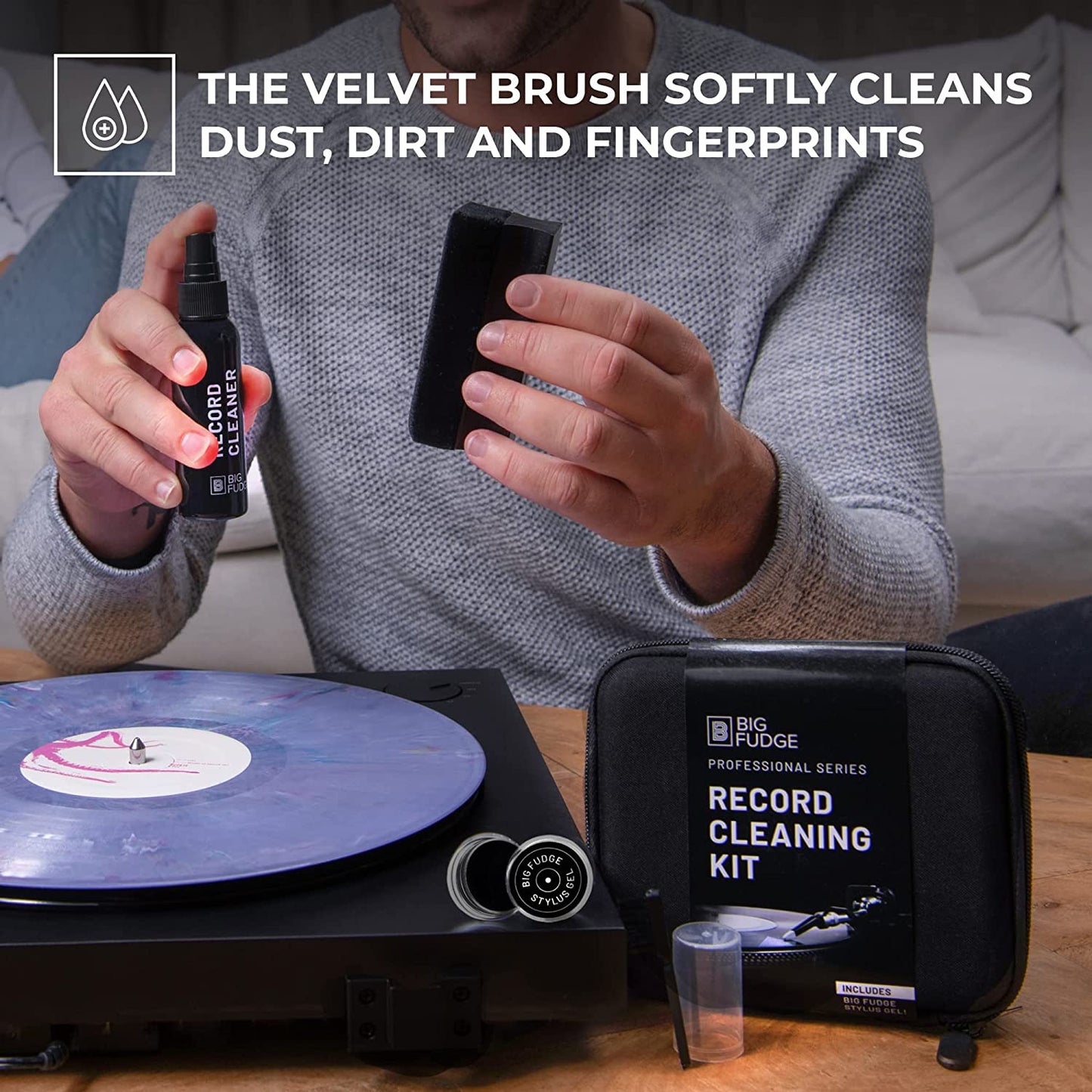 Kit Limpiador De Discos De Vinilo 5 En 1 Incluye Cepillo