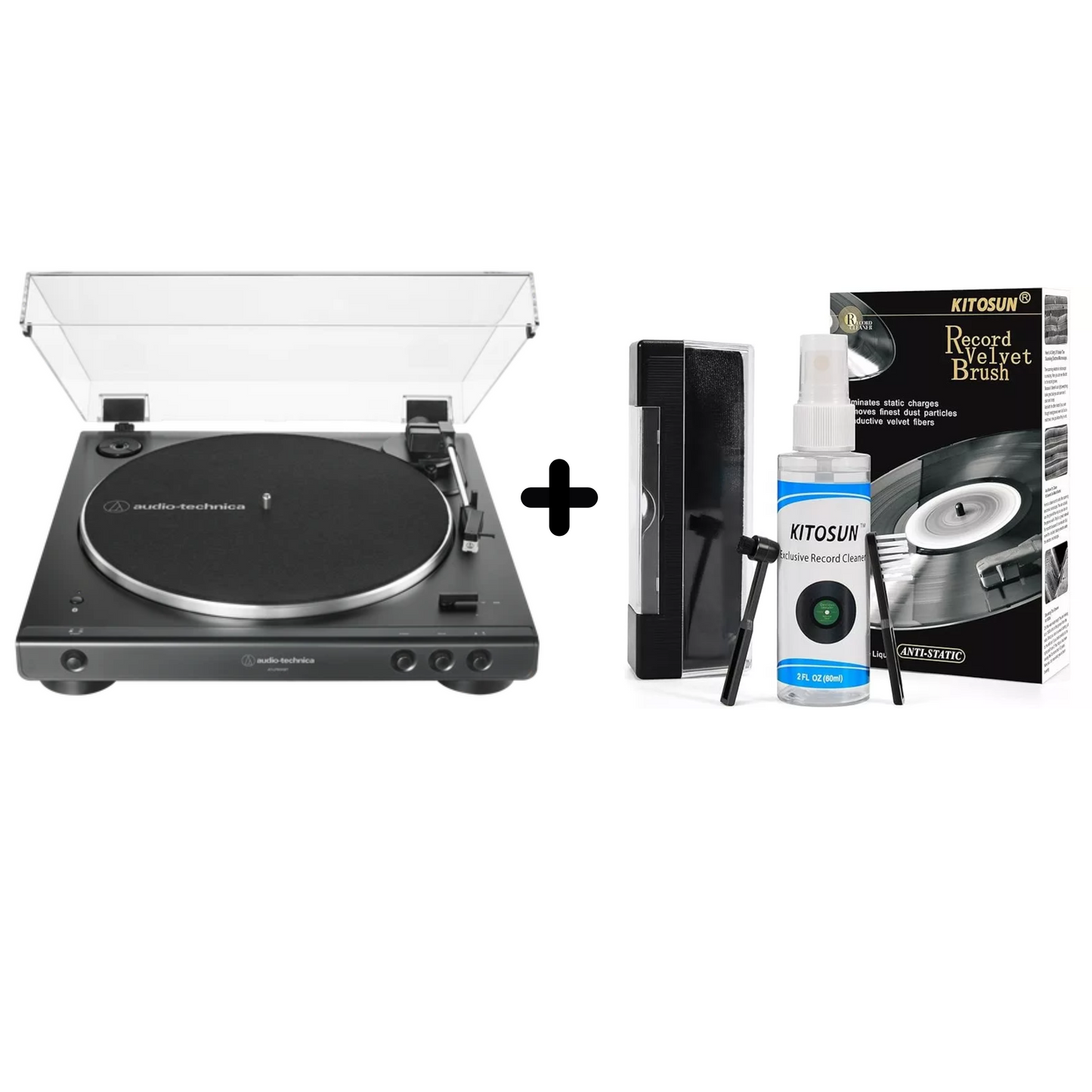 Tornamesa Audio-Technica AT-LP60XBT Bluetooth + Limpiador De Discos De Vinilo 4 En 1