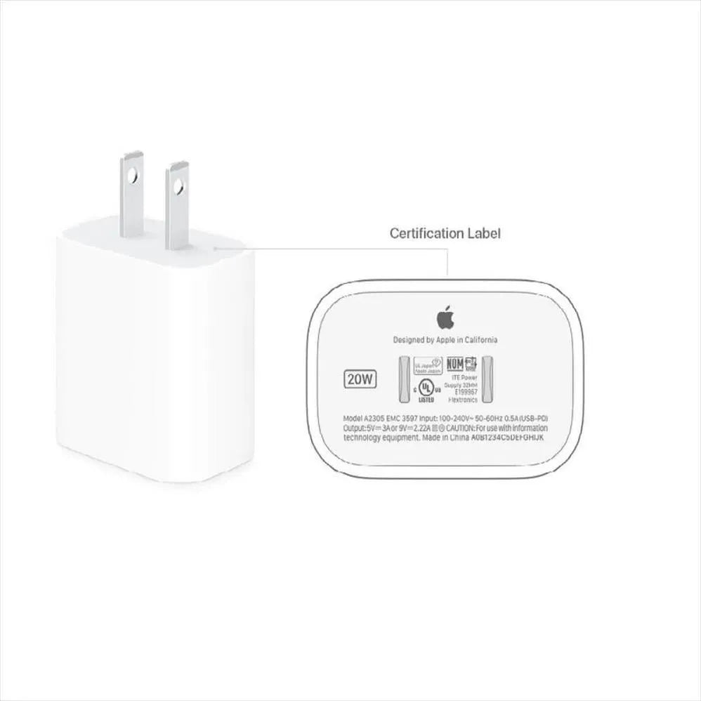 Cargador Original Apple Usb-c 20w Carga Rapida Para iPhone