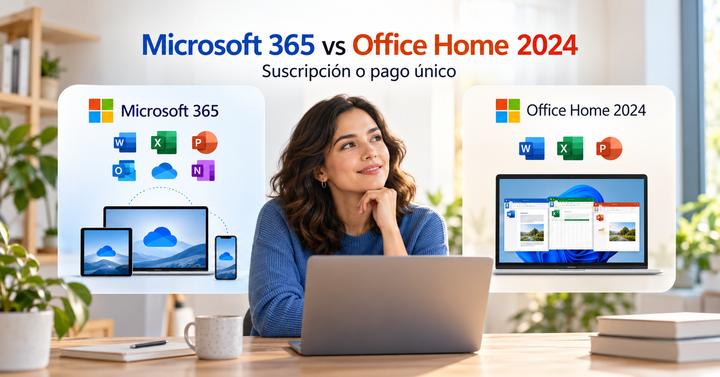 ¿Suscripción o pago único? Cuándo elegir Microsoft 365 u Office Home 2024
