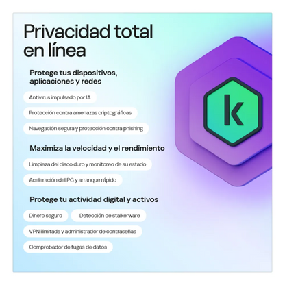 Kaspersky Plus 1 Usuario 1 Año + Pin virtual Membresía Spotify 1 mes