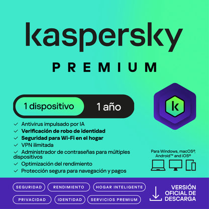 Kaspersky Premium 1 Dispositivo 1 año