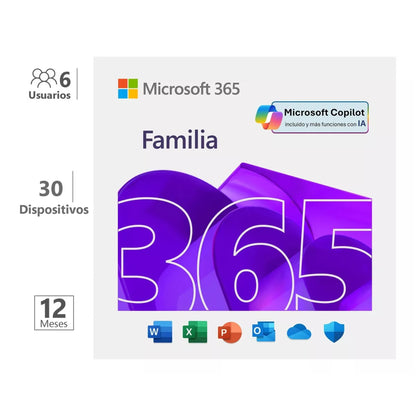 Licencia Digital Microsoft Office 365 Familia Para 6 Usuarios / 12 Meses