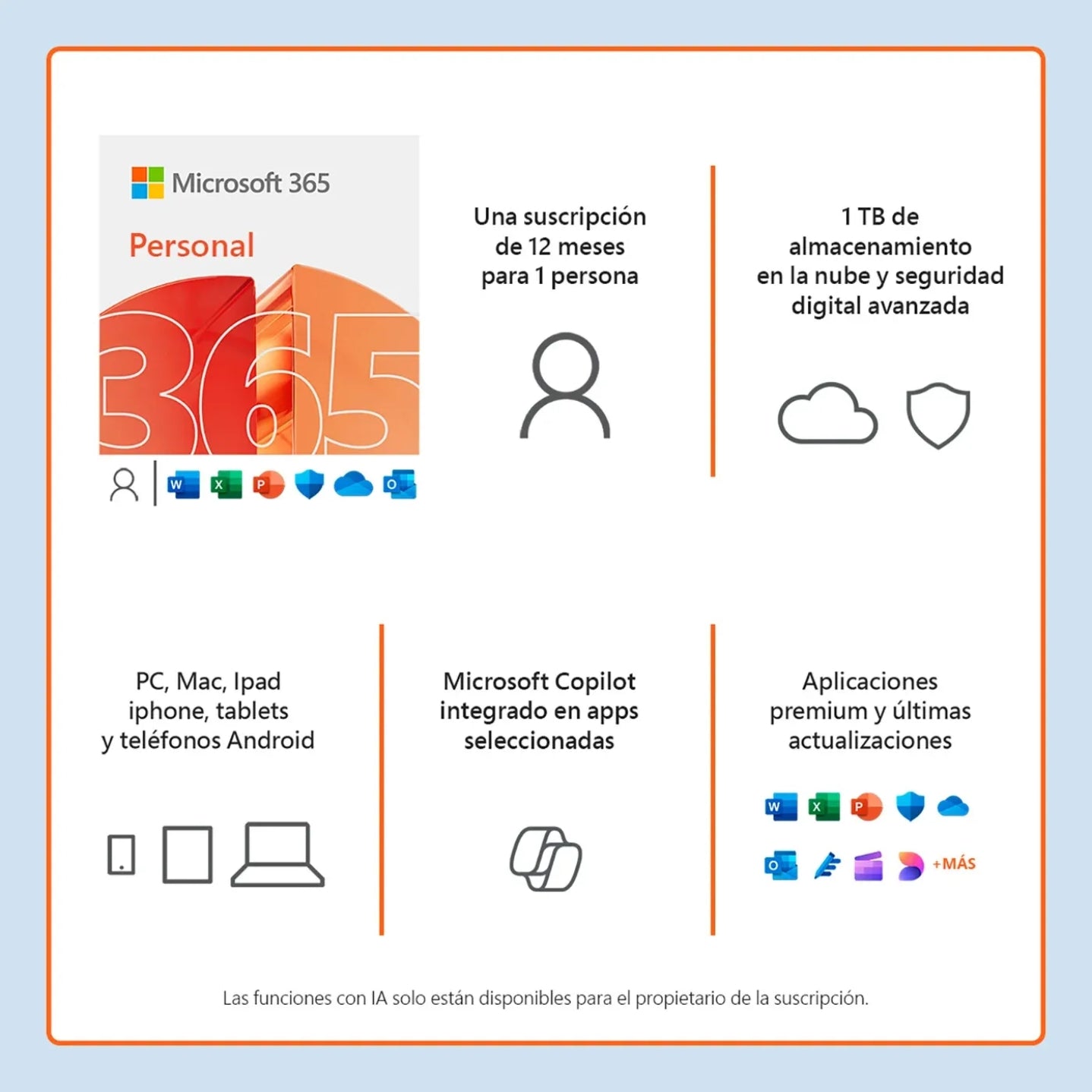 Licencia Digital Microsoft Office 365 Personal Para 1 Usuario / 12 Meses