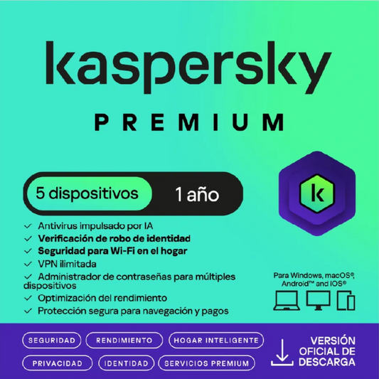 Kaspersky Premium 5 Dispositivos 1 año