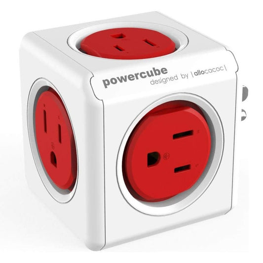 Multitoma Cubo Powercube 5 Salidas Rojo