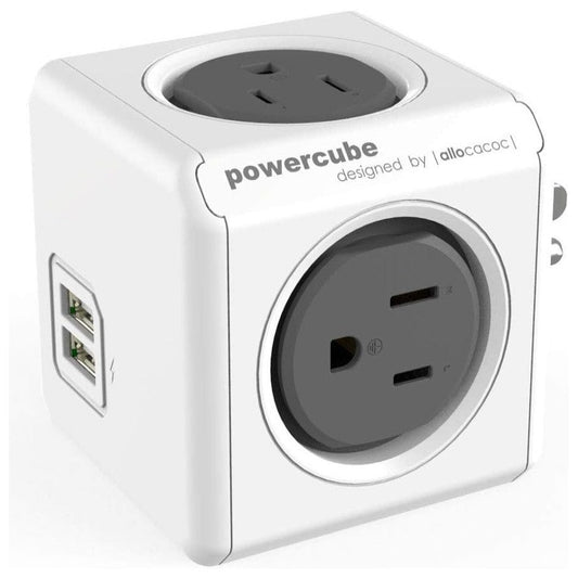 Multitoma Cubo Powercube 4 Salidas + 2 Puertos Usb Gris