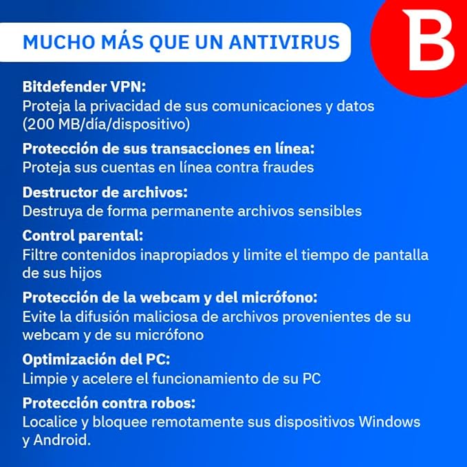 Bitdefender Total Security 5 Dispositivos 1 Año + Multitoma Cubo De 3.0mts Gris Usb