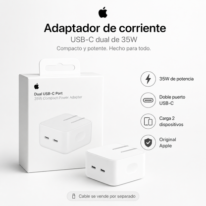 Apple Adaptador de Corriente Compacto 35W Doble Puerto USB-C Original