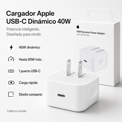 Apple Adaptador de Corriente Dinámico USB-C 40W Máx. 60W Original