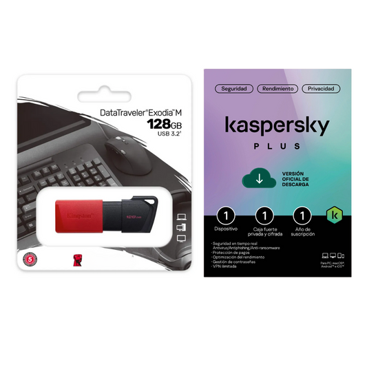 Memoria Usb Kingston 128gb + Antivirus Kaspersky Plus 1 Dispositivo 1 año