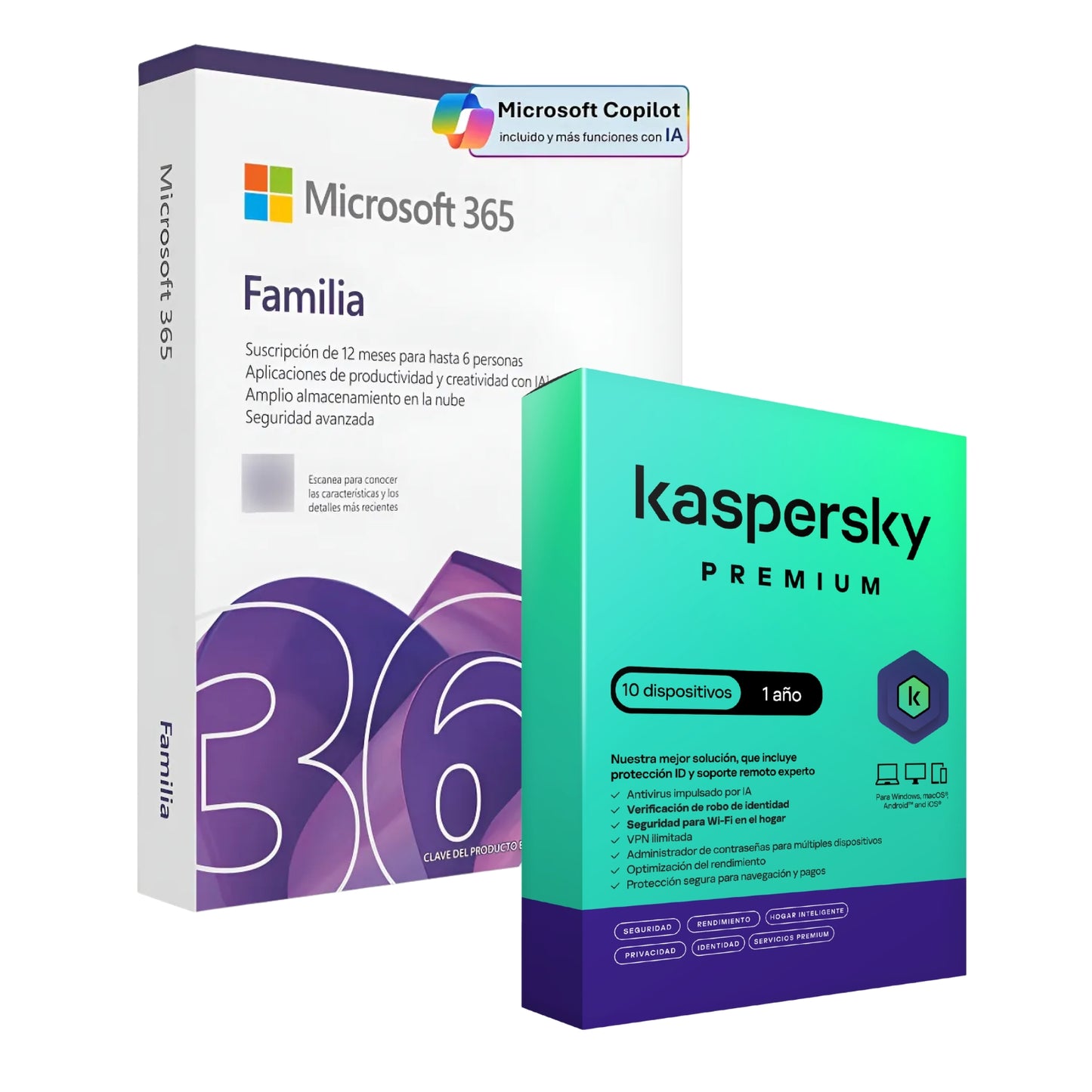 Microsoft Office 365 Familia + Kaspersky Premium 10 Dispositivos 1 año