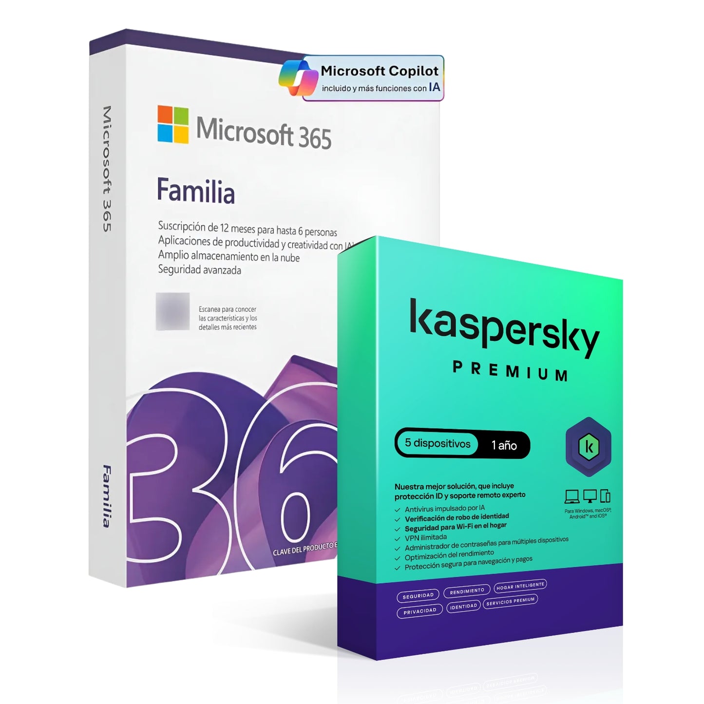 Microsoft Office 365 Familia + Kaspersky Premium 5 Dispositivos 1 año