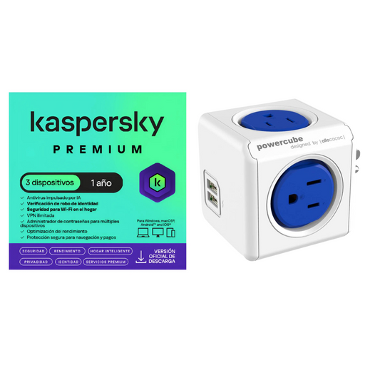 Kaspersky Premium 3 Dispositivos 1 Año + Multitoma 4 Entradas 2usb