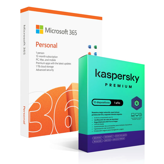 Microsoft Office 365 Personal + Kaspersky Premium 10 Dispositivos 1 Año