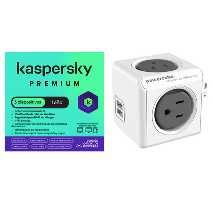 Kaspersky Premium 3 Dispositivos 1 Año + Multitoma 4 Entradas 2usb