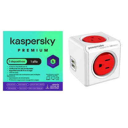 Kaspersky Premium 3 Dispositivos 1 Año + Multitoma 4 Entradas 2usb