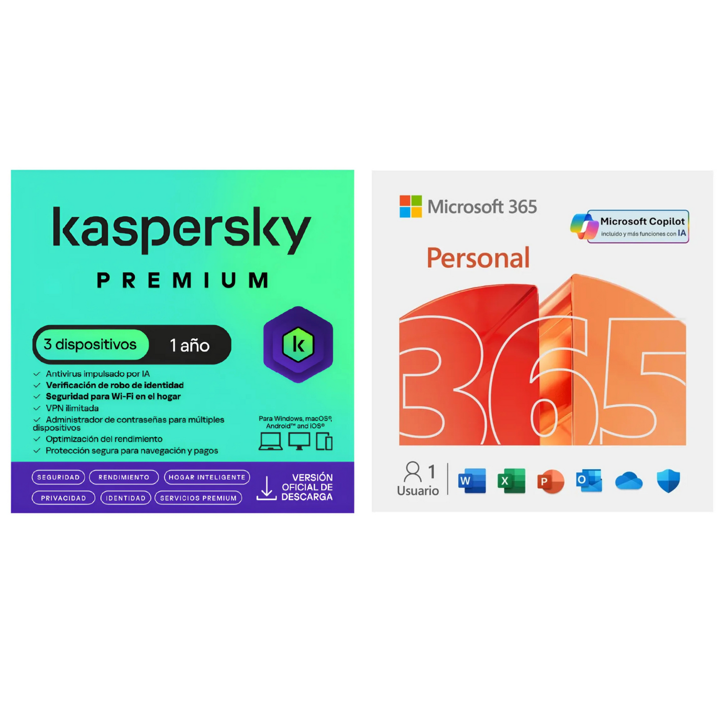 Kaspersky Premium 3 Dispositivos 1 Año + Microsoft Office 365 Personal