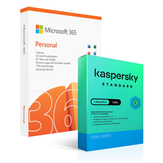Microsoft Office 365 Personal + Kaspersky Standard 1 Dispositivos 1 Año