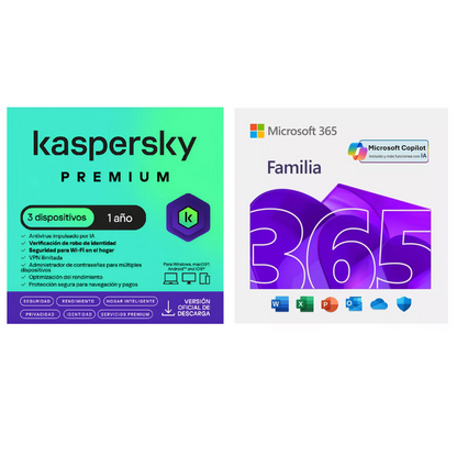 Kaspersky Premium 6 Dispositivos 1 año + Microsoft Office 365 Familia