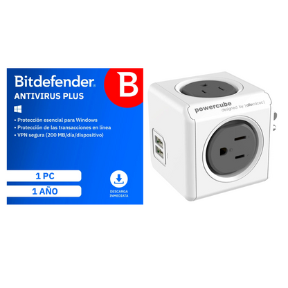 Bitdefender Plus 1 Dispositivo 1 año + Multitoma 4 Entradas 2usb