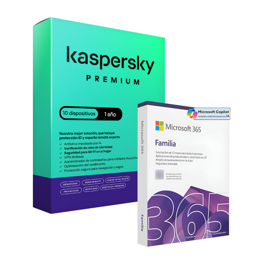 Kaspersky Premium 10 Dispositivos 1 año + Microsoft Office 365 Familia