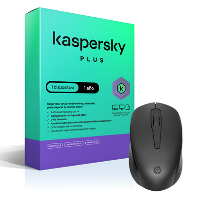 kaspersky Plus 1 Usuario 1 Año + Mouse Inalámbrico HP 150