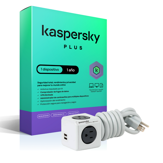 Kaspersky Plus 1 Dispositivo 1 Año + Multitoma Cubo De 3.0 metros