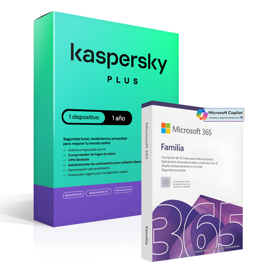 Kaspersky Plus 6 Dispositivos 1 año + Microsoft Office 365 Familia