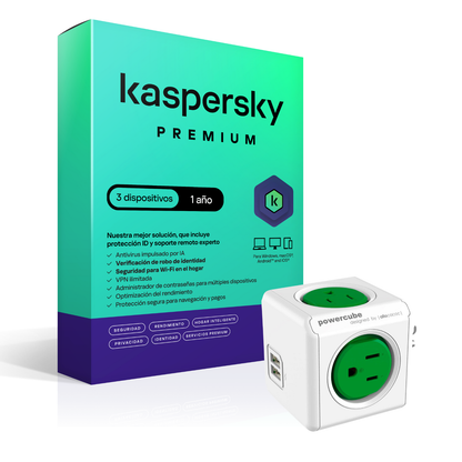 Kaspersky Premium 3 Dispositivos 1 Año + Multitoma 4 Entradas 2usb