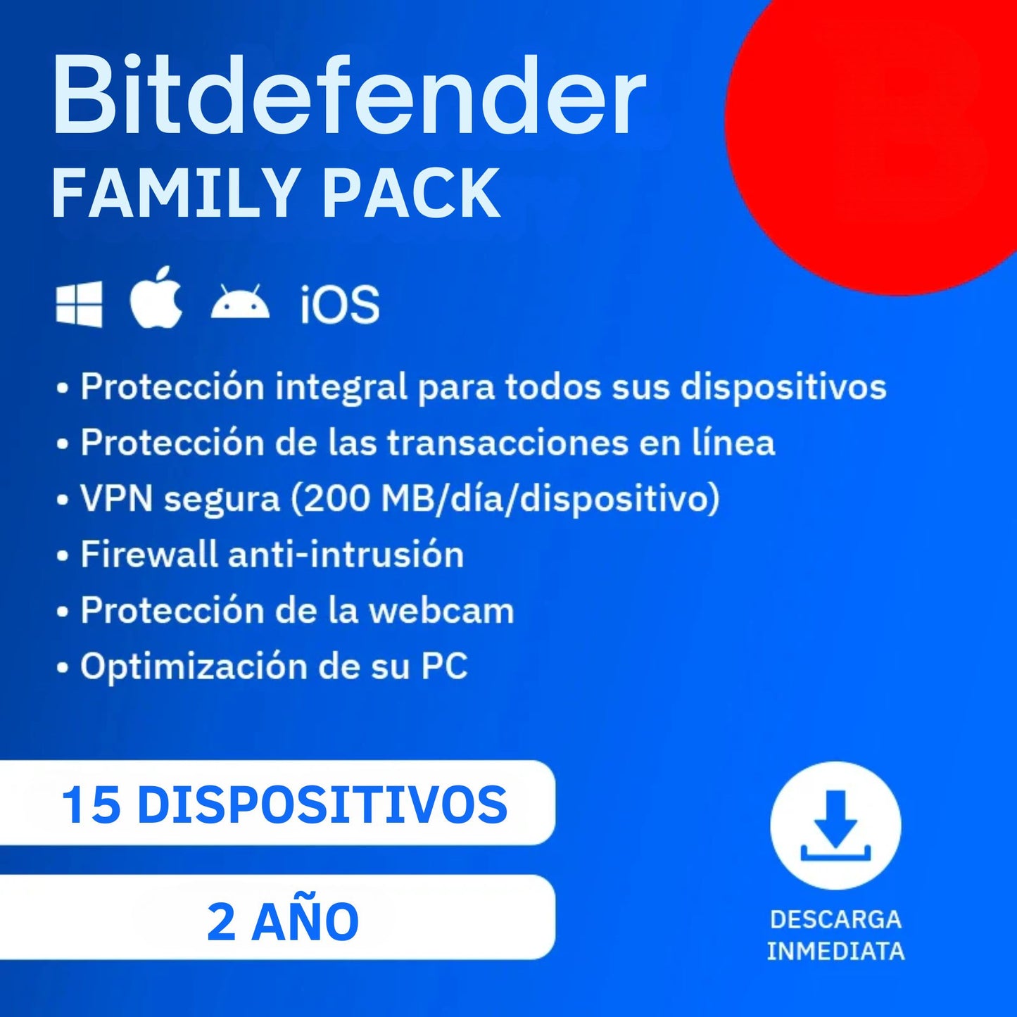 Bitdefender Family Pack 15 dispositivos 2 años