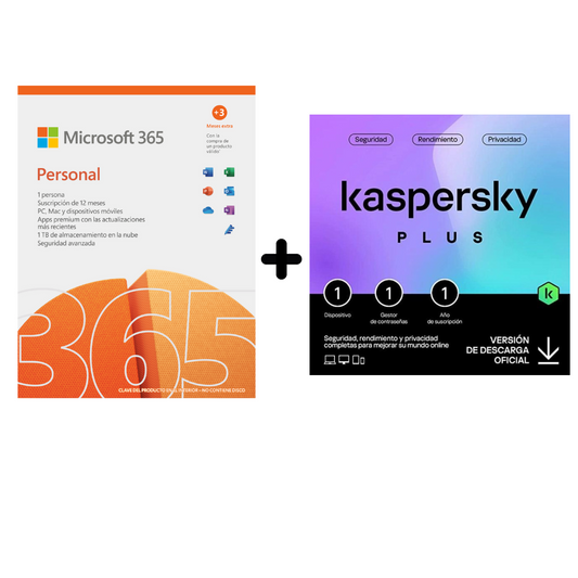 Microsoft Office 365 Personal 1 Usuario + Antivirus Kaspersky Plus