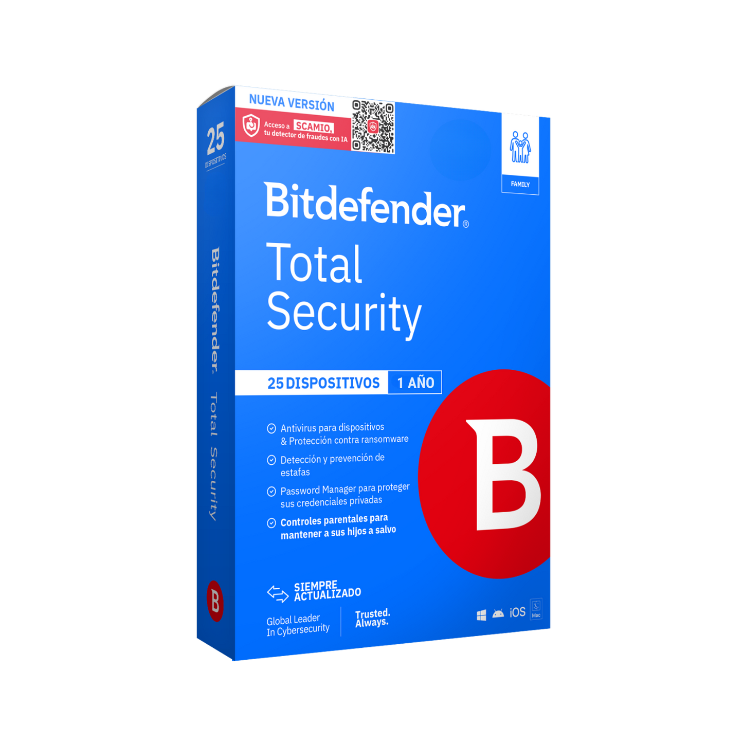 Bitdefender Total Security Family 25 dispositivos 1 año