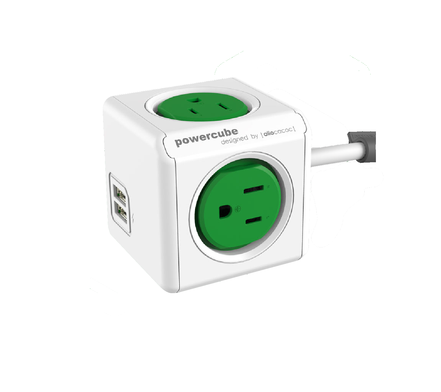 Multitoma Extensión Cubo 1.5 Mts con puertos Usb Verde